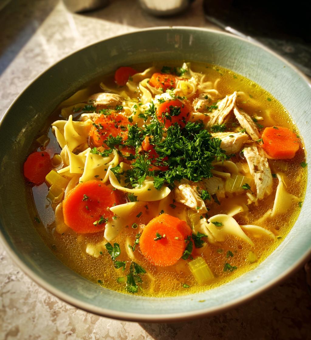 Hühnerknochenbrühe-Nudelsuppe