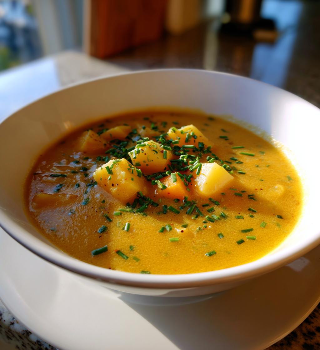 Kartoffelsuppe mit gefrorenen Kartoffelwürfeln