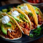 Zerkleinertes Hähnchen-Tacos aus dem Crockpot