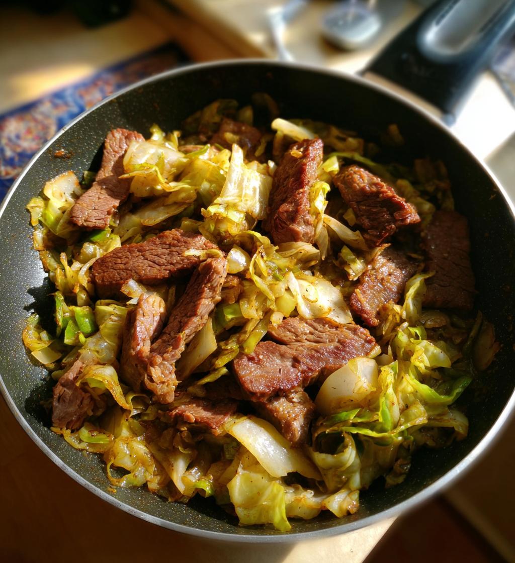 Corned Beef mit Kohl aus der Pfanne