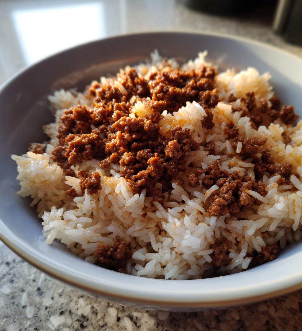 Hackfleisch mit Reis