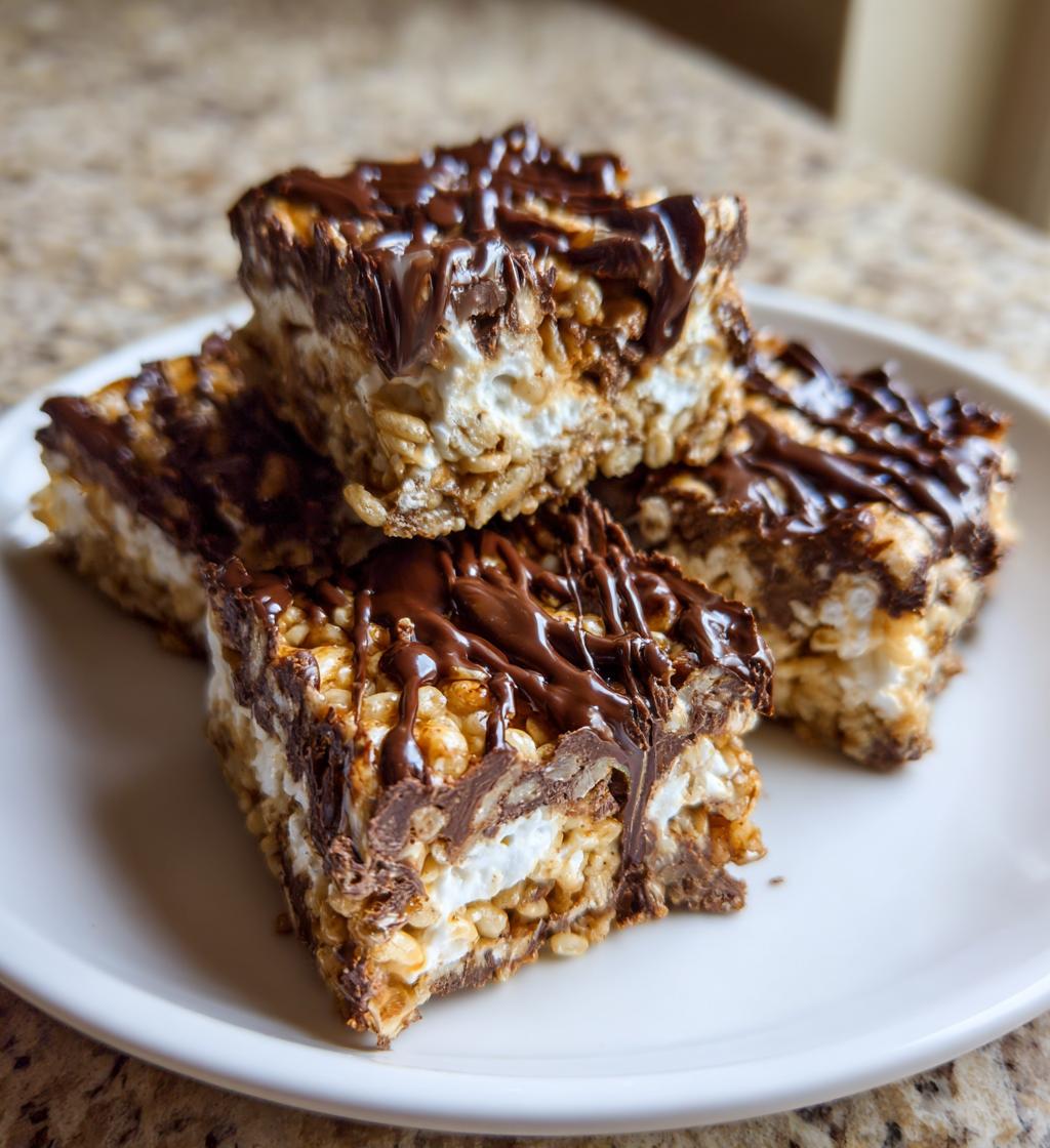 Reis-Knusperriegel mit Schokolade und Marshmallows