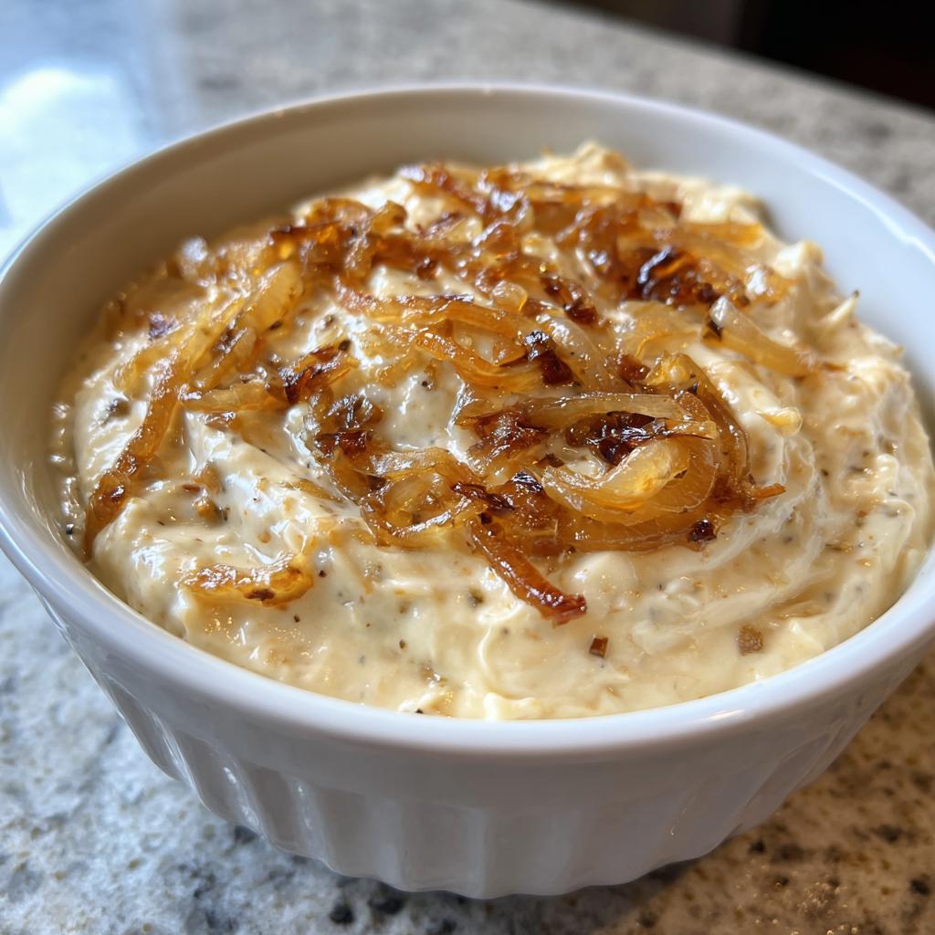 Zwiebeldip mit Zwiebelsuppe