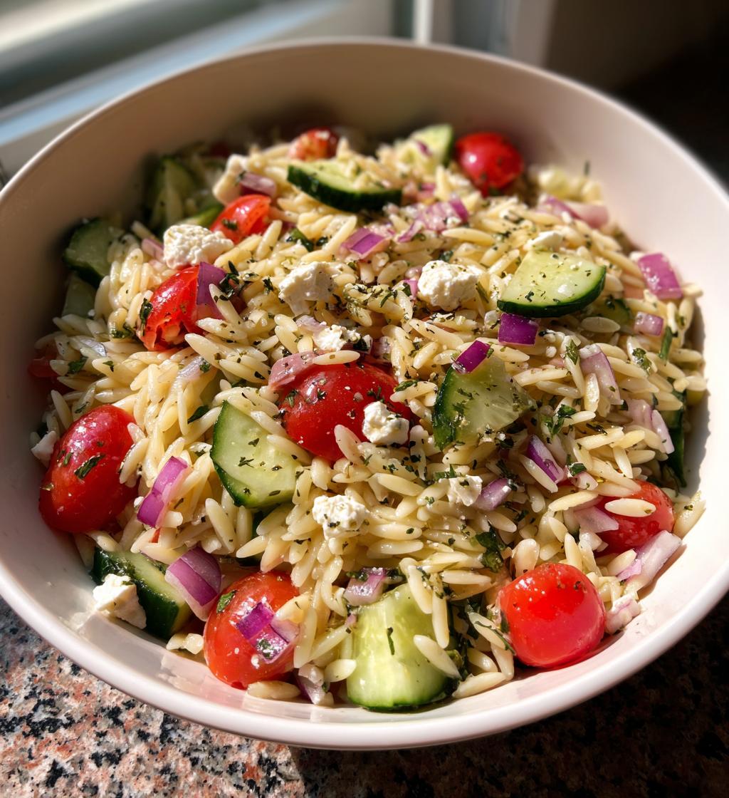 Griechischer Orzo-Nudelsalat