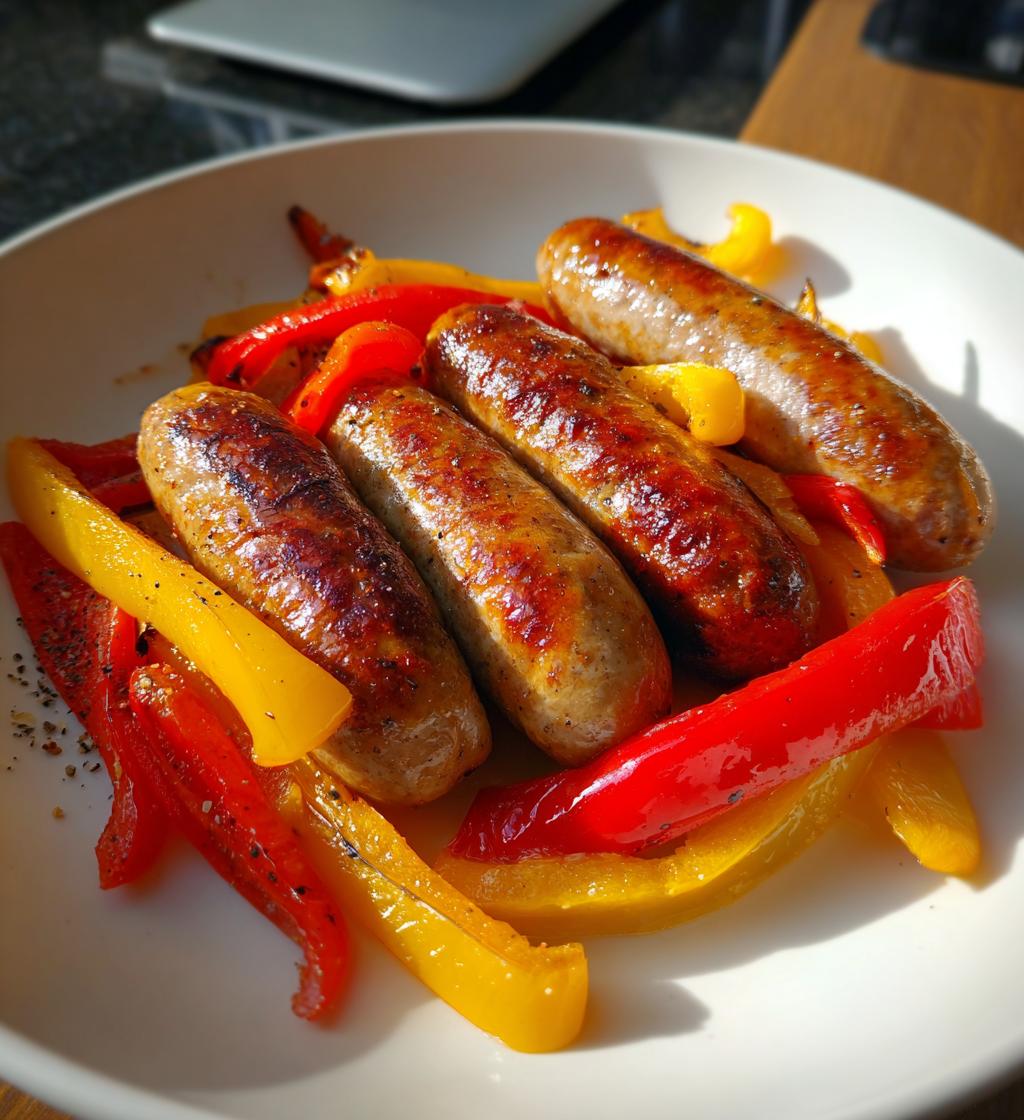 Wurst und Paprika im Air Fryer