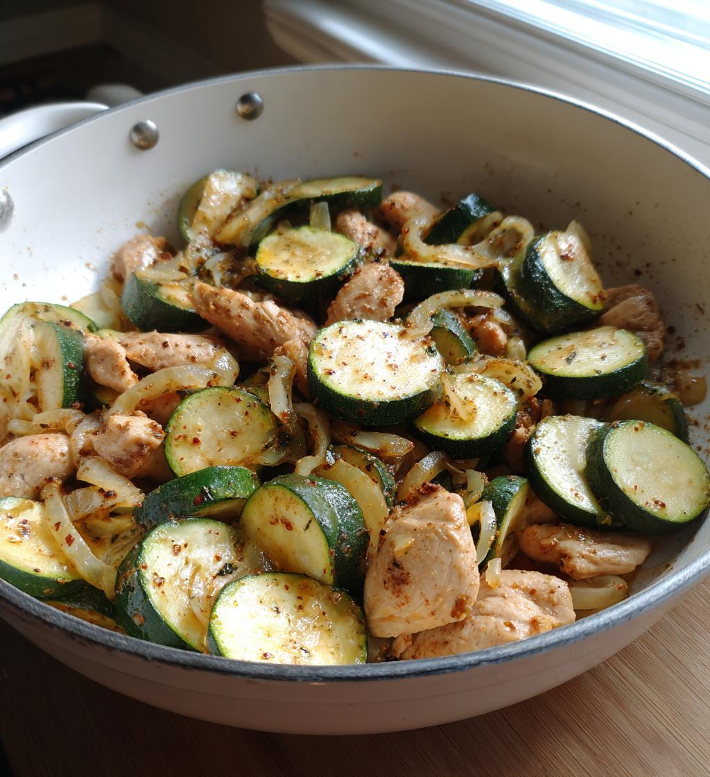 Zucchini Pfanne mit Hähnchen