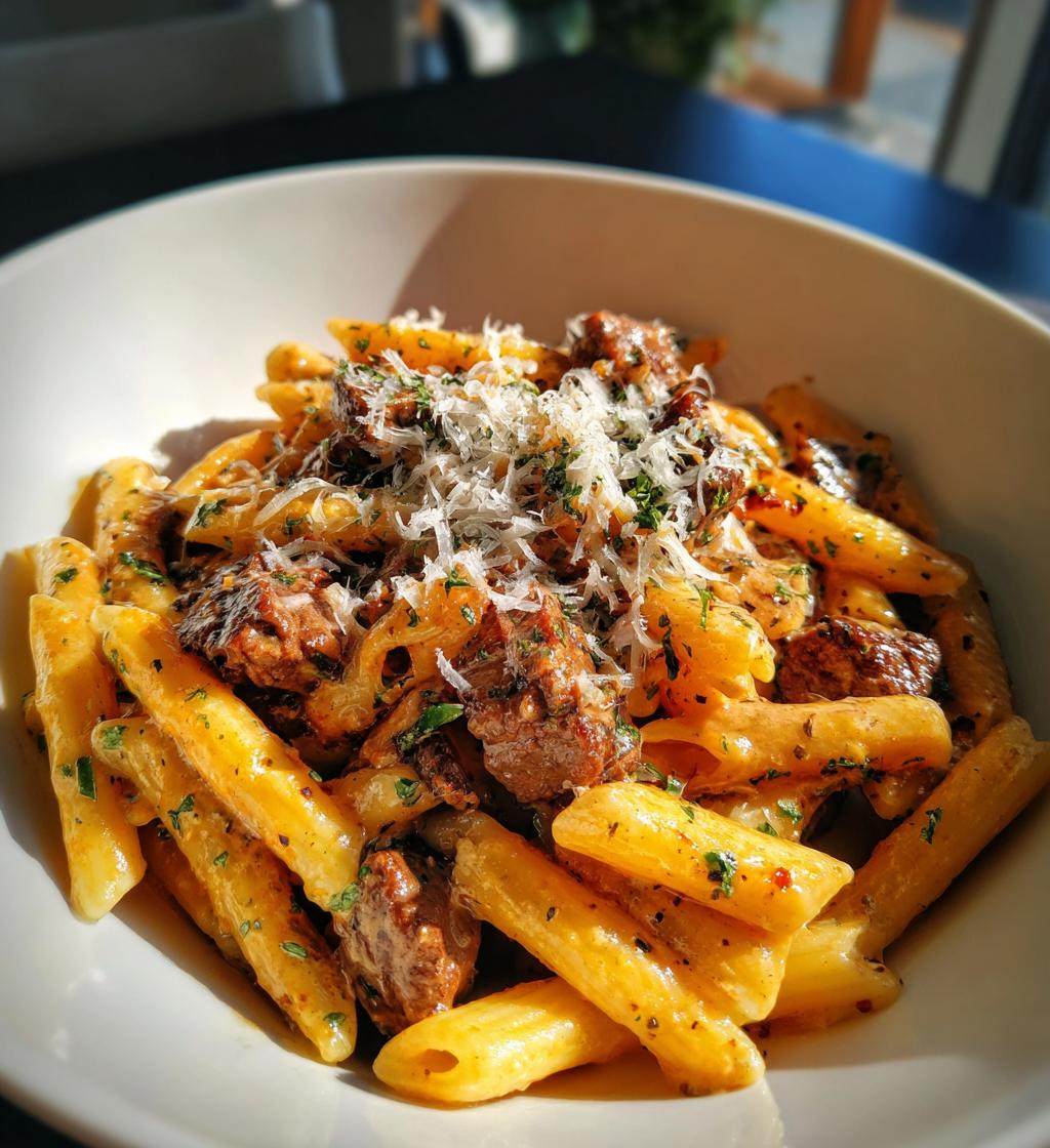 cremige rindfleisch pasta