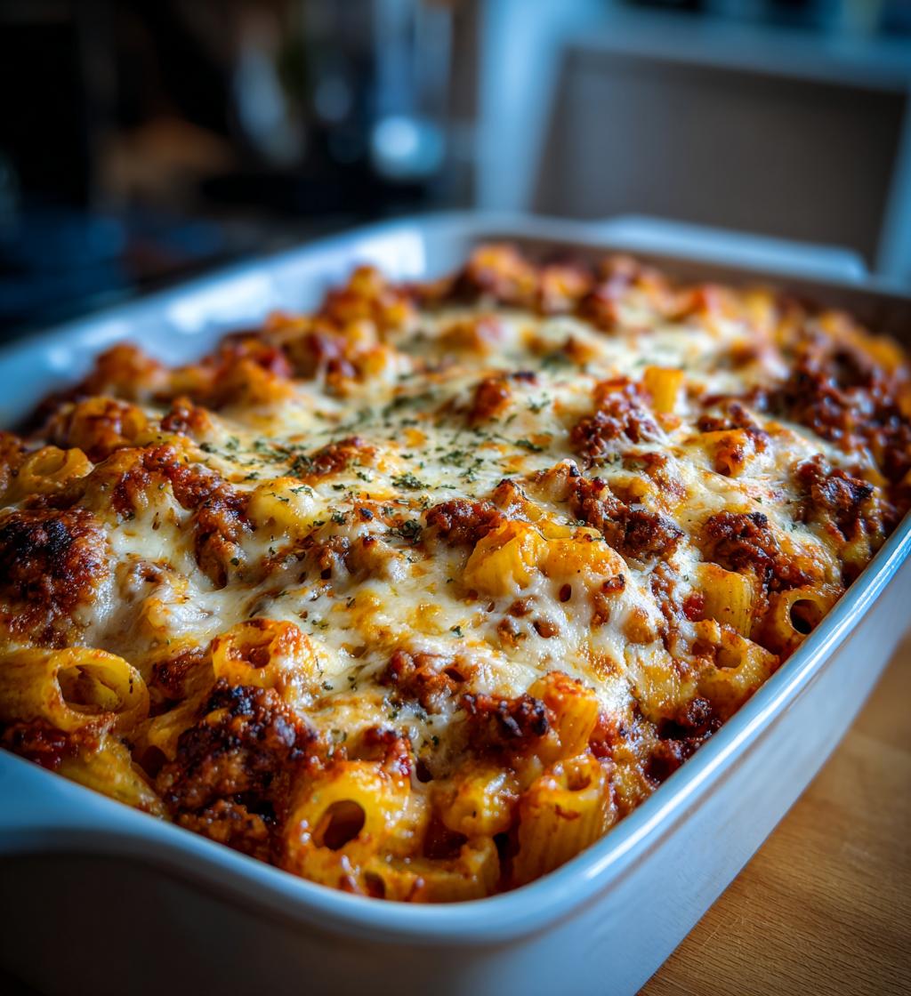 gebackene ziti mit hackfleisch und ricotta