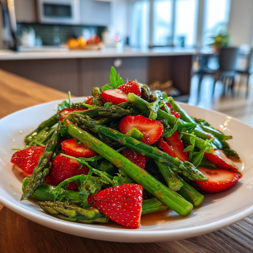 Rezept Spargelsalat mit Erdbeeren: 1 Glücklicher Bissen