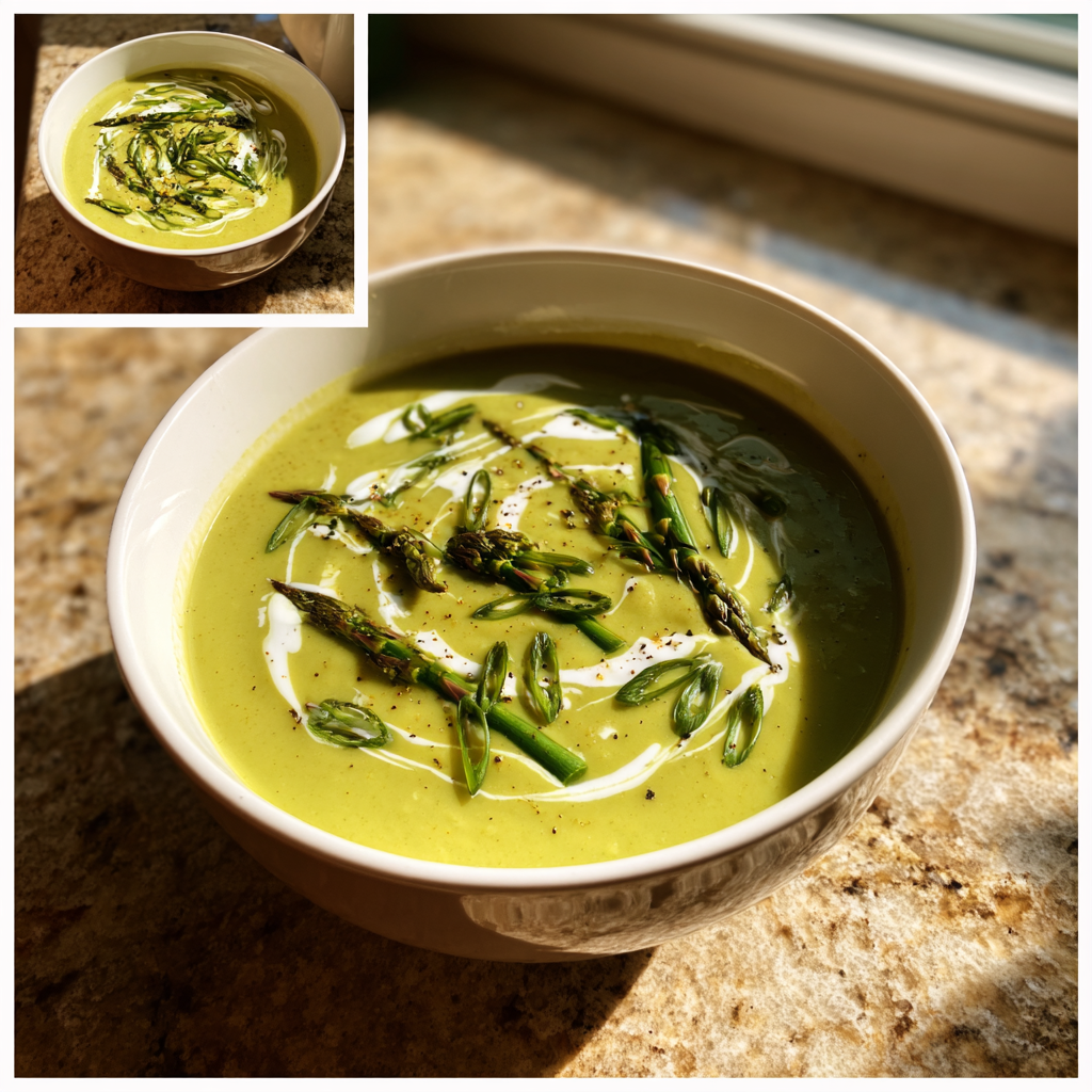 Spargelcremesuppe Grüner Spargel: 1 Köstliche Schüssel