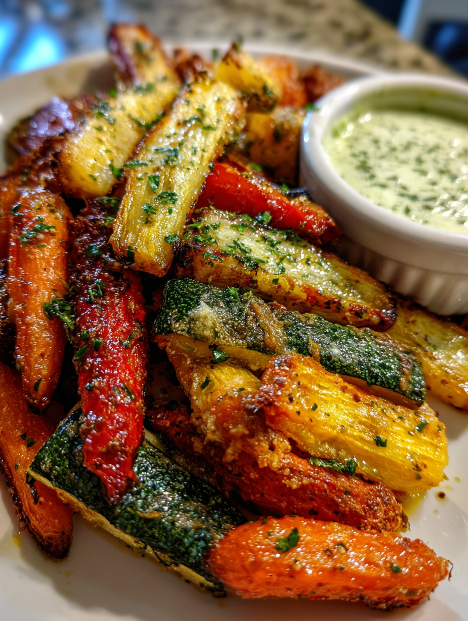 airfryer rezepte gemüse: Leckerer luftfrittierter Gemüse-Mix mit Dip