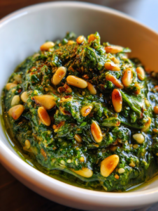 basilikum pesto selber machen: einfaches Rezept mit gerösteten Pinienkernen