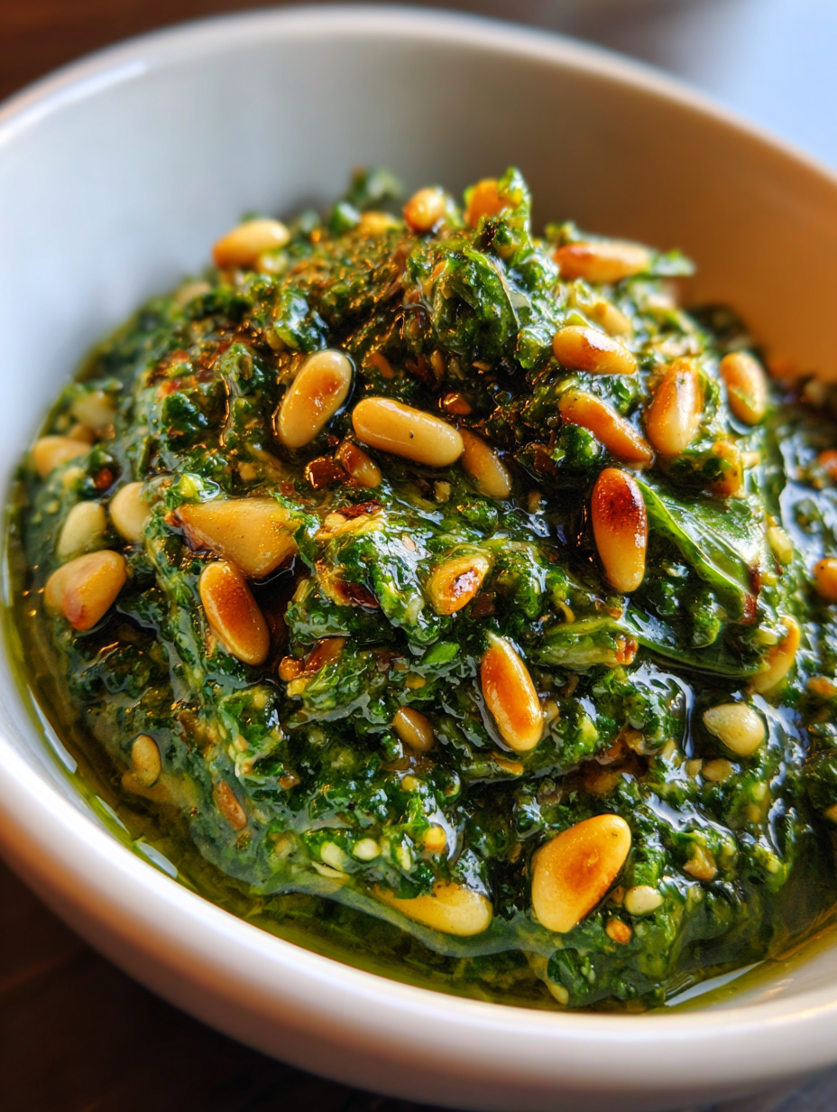 basilikum pesto selber machen: einfaches Rezept mit gerösteten Pinienkernen
