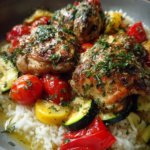 Mediterranes Hähnchen mit Zitronenreis: Heute Abend ein leckeres Abendessen!