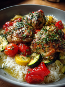 Mediterranes Hähnchen mit Zitronenreis: Heute Abend ein leckeres Abendessen!