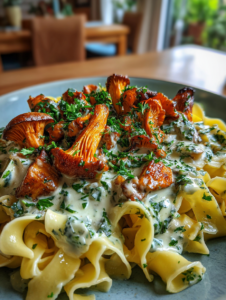 pfifferlinge rezept einfach: cremige Tagliatelle mit Pfifferlingen