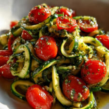 rezept zucchini: Einfaches Gericht mit Pesto und Kirschtomaten