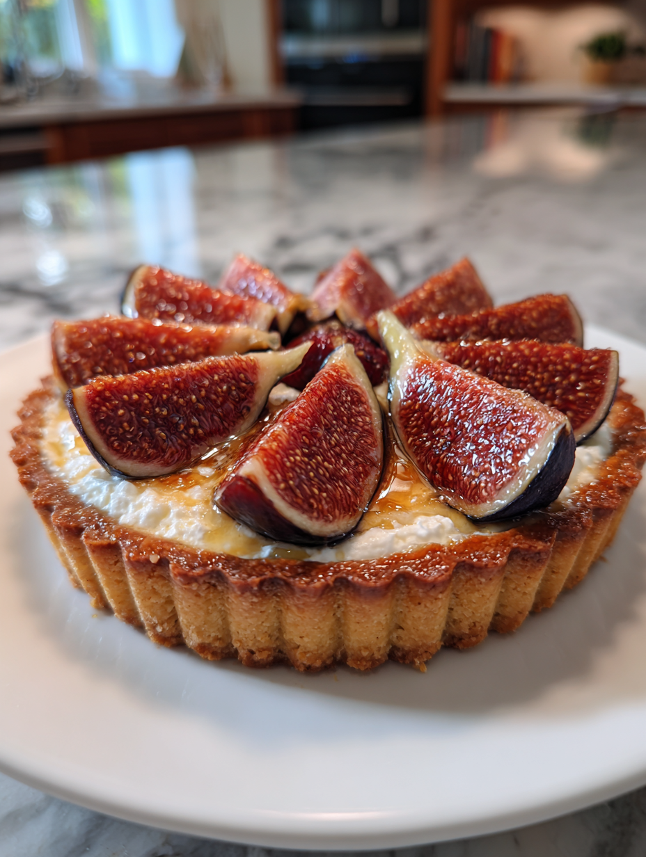 rezepte mit feigen: köstliche Feigen-Mandel-Tarte mit Honigglasur
