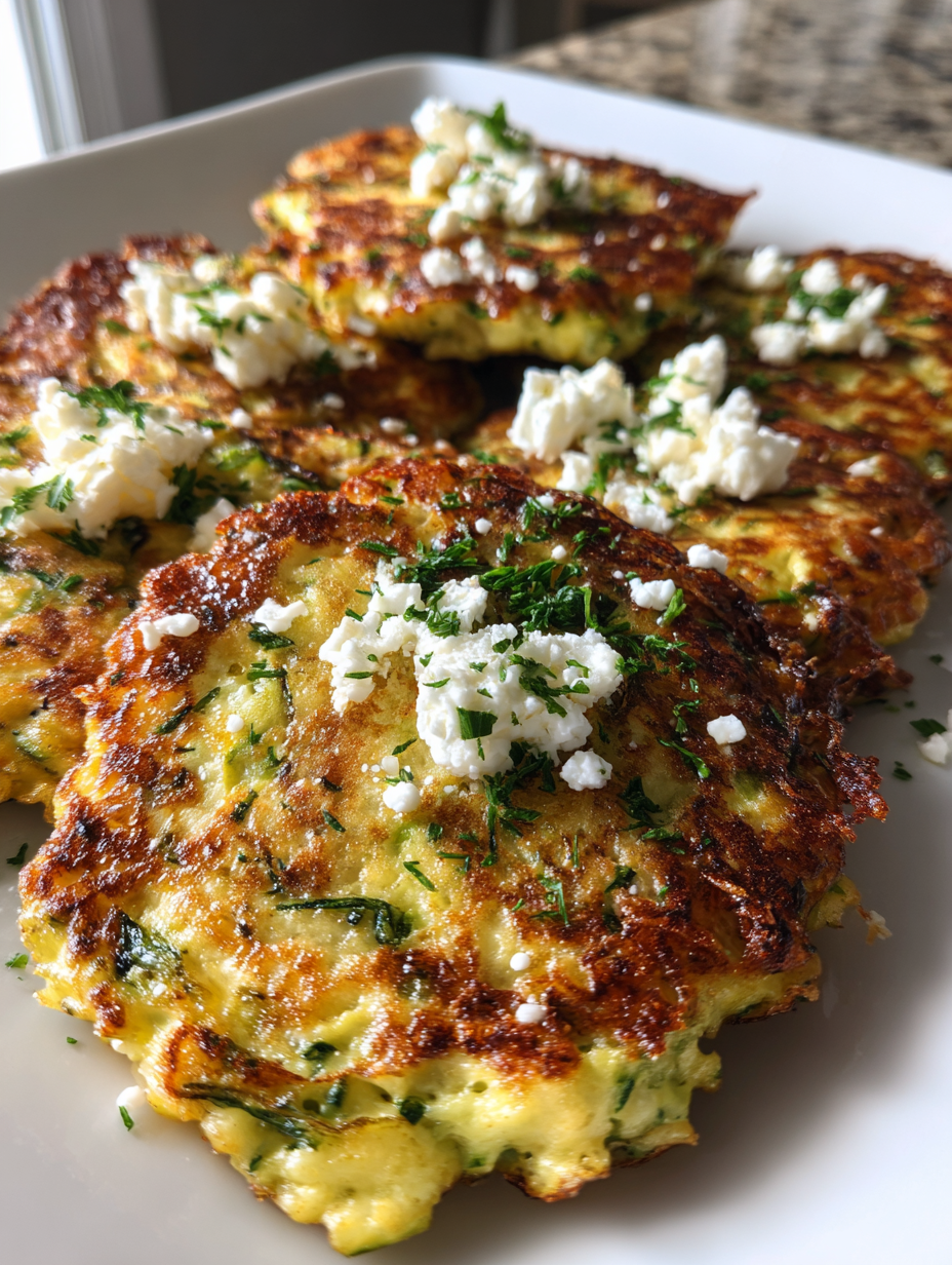 zucchini puffer rezept: köstliche Puffer mit Feta und Kräutern