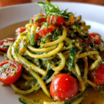 zucchini rezept: köstliche Nudeln mit Pesto und Kirschtomaten