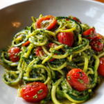 zucchini rezepte schnell: köstliche Zucchini-Nudeln mit Pesto und Kirschtomaten