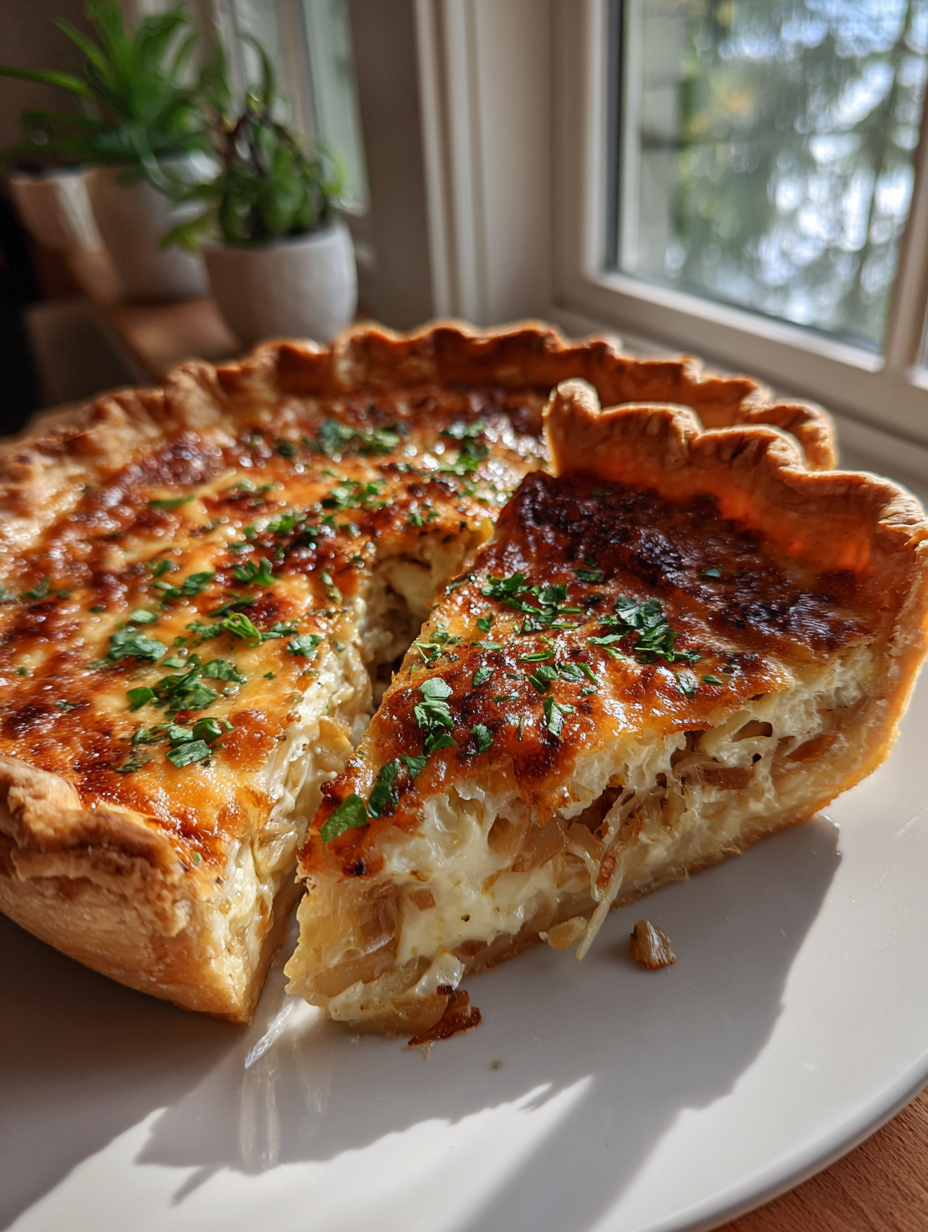 Vegetarischer Zwiebelkuchen: Leckerer Genuss mit Kräutern und Käse