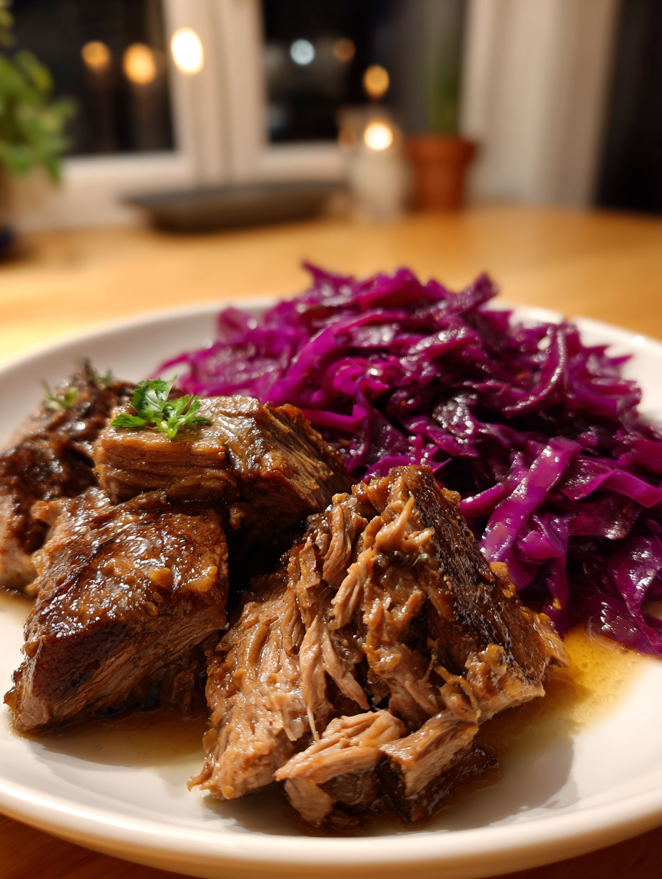 Wildschweinbraten mit Rotkohl: Ein klassisches Rezept für Feinschmecker